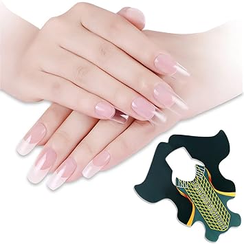 Tvoip 100Pcs/Pack Nail Form Stickers Extension Tips Guide Extension French DIY Tool Fish Acrylic UV Gel Nail Art Tools Builder Sticker Sculpting Green