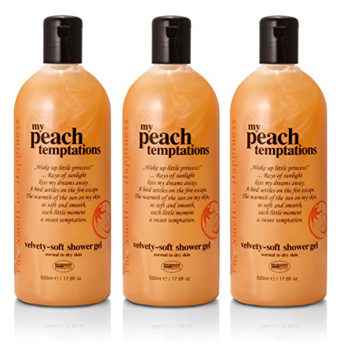 BRUBAKER 3-Pack Happiness Shower Gel, Body Wash, Bath Gel - 17.6 oz - Made in GERMANY Peach Temptations