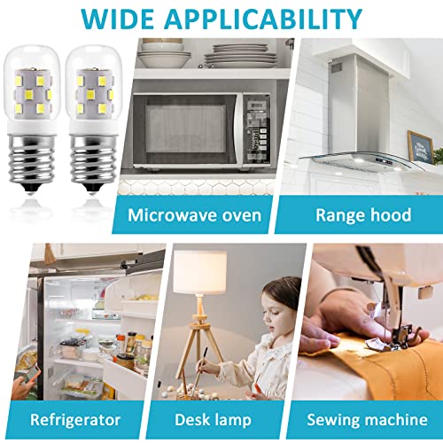 Miflus Appliance Light Bulb E17 Led Microwave Light Bulbs Under Hood Led Bulb Dimmable Refrigerator Light -3W(Equal To 40W 8206232A Incandescent),380Lm,6000K Daylight White-2 Packs #TOP5