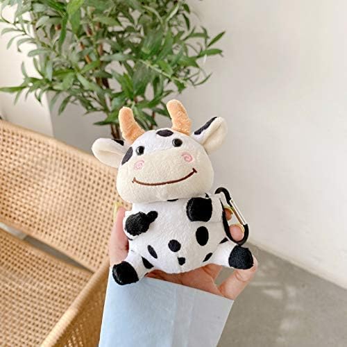 Miniatura 2 de Bonita funda de felpa suave de piel de vaca Moo de peluche con clip Keychian