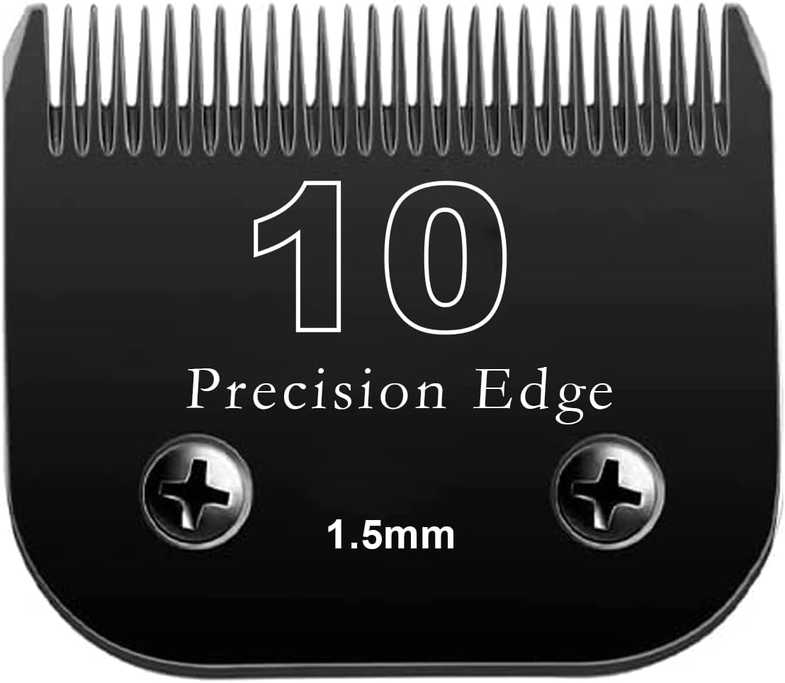 10 Clipper Blade Dog Grooming Clippers Replacement Blade Compatible with Andis Dog Clipper/Most Oster A11/Wahl KM Series Pet Clippers (10: 1/16" (1.5 mm), Black)