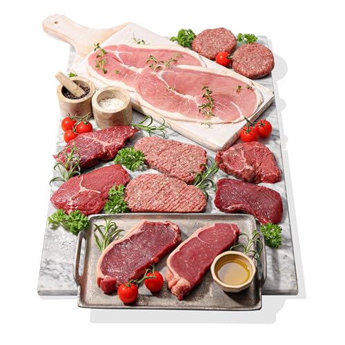 MuscleFood Steak Lovers Beef & Pork Bulk Buy Meat Bundle 2kg | Variety of Steaks | Premium Meat Hamper | Meat Bulk Buy | Freezer-Friendly | Delivered Chilled |