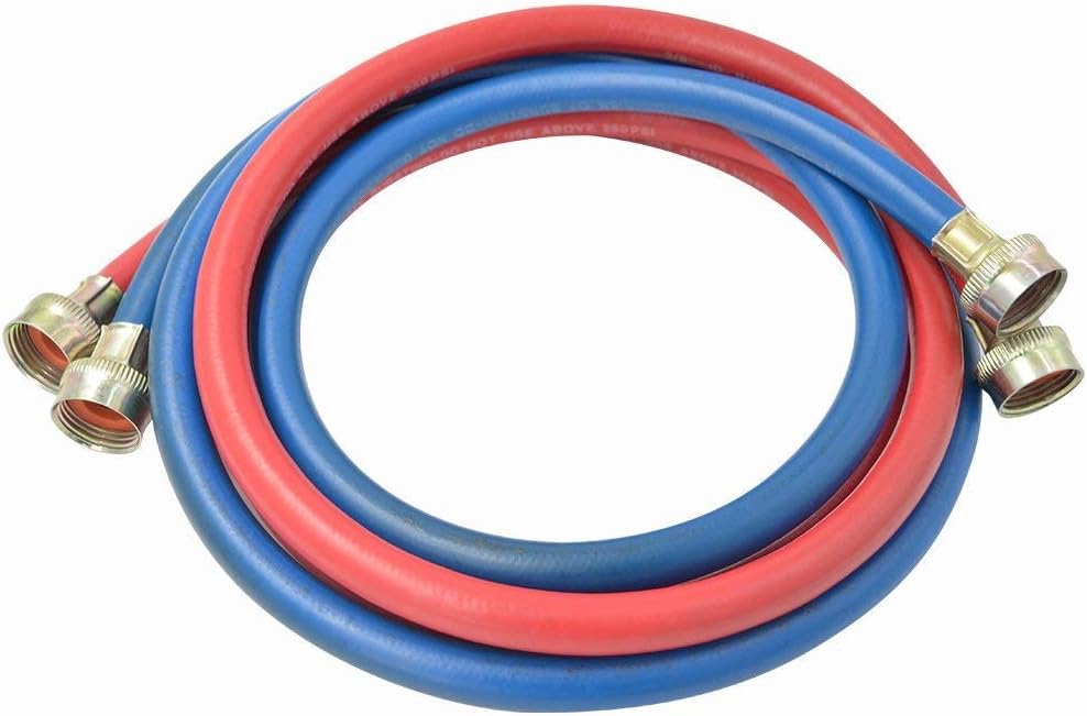Washing Machine Hoses Rubber, Hot and Cold Color Coded Water Supply Line by TT FLEX, 3/4"FHT by 3/4"FHT 4FT,2 Pack
