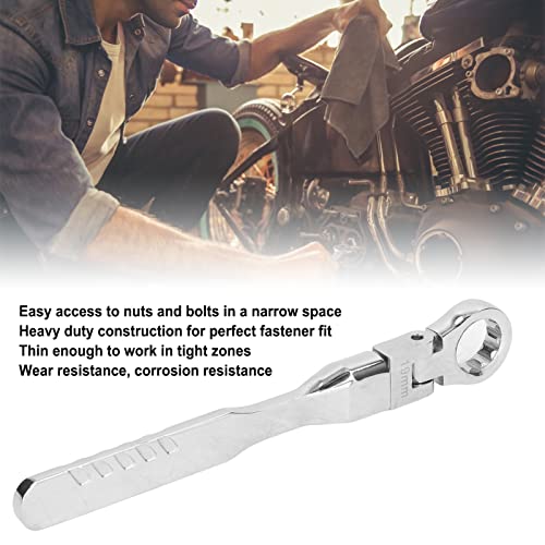 Pissente 9Pcs Interchangeable Ratchet Wrench, Steel Box Wrench Set with Engraved Specifications, Box Wrench Headset, 8 Different Heads, Chrome Plated Mirror Exterior