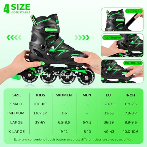 Kuxuan Adjustable Illuminating Inline Skates for Kids Ages 5-8 8-12, Fun Beginner Roller Skates Blades with Full Light Up Wheels, Outdoor Skates for Boys Girls Youth Adult — view 4