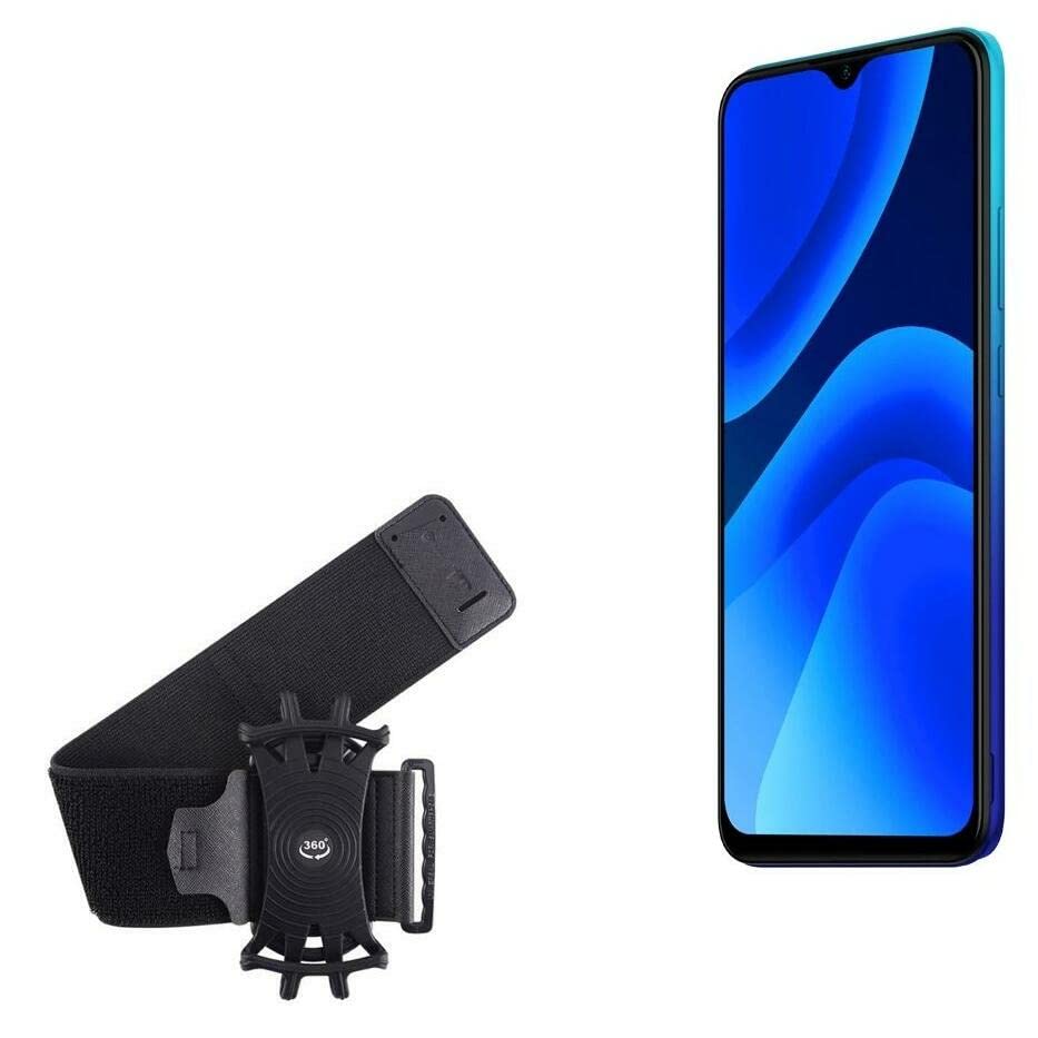 BoxWave Holster Compatible with BLU G51 Plus - ActiveStretch Sport Armband, Adjustable Armband for Workout and Running - Jet Black