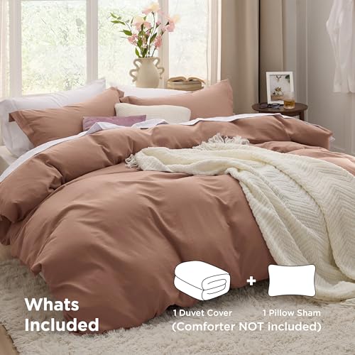 Image of Bedsure Mocha Mousse Duvet Cover Twin /Twin XL Size - 2 Pieces Prewashed Polyester Extra Soft Bedding Set, Includes 1 Twin Duvet Cover 68x90 Inches with Zipper Closure & 1 Pillow Sham, No Comforter