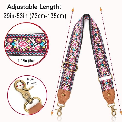 Image of Purse Strap Wide Shoulder Strap Replacement Crossbody Handbag Adjustable Embroidery Guitar Style Bag Strap