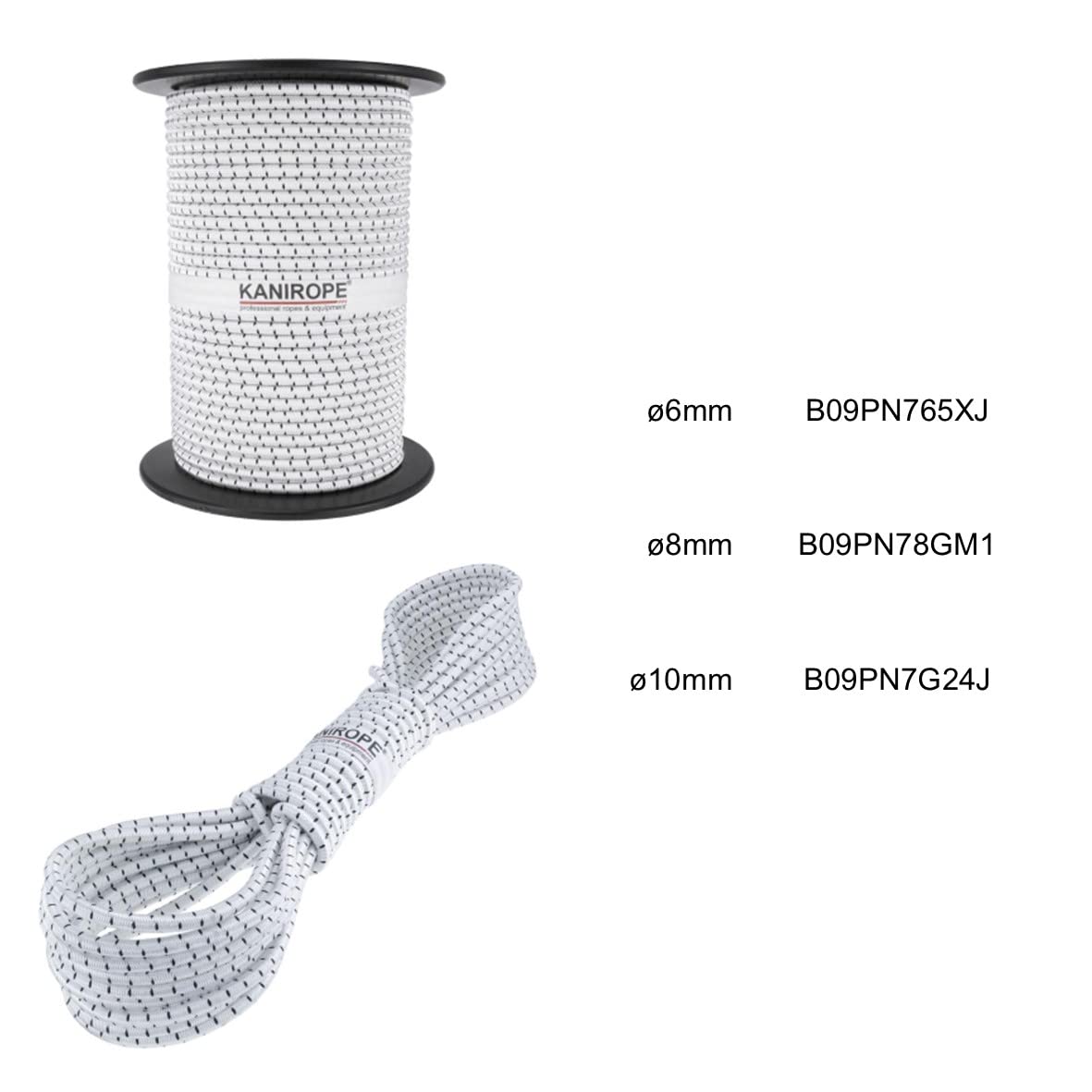 Kanirope® Linka gumowa MONOSPAN PES 8 mm 100 m biała linka ekspanderowa napinacz lina napinająca plandeka
