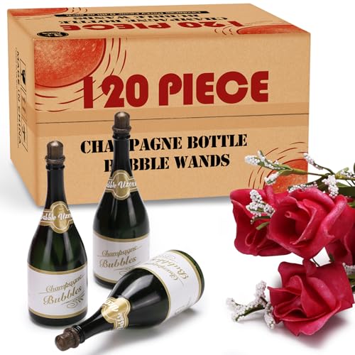 120 Pack Mini Champagne Bottle Bubble Bulk, Ideal for Wedding Sen...