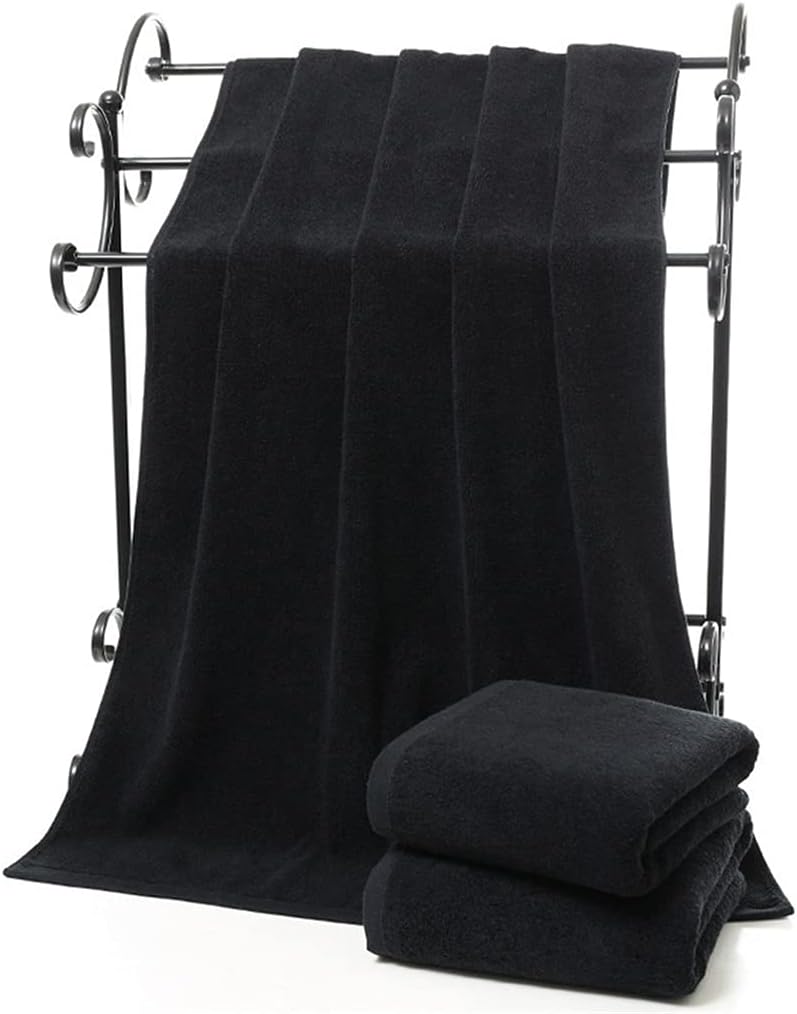 Black Large Bath Towel Cotton Thick Shower Face Towels Home Bathroom Hotel Adults (Color: Black, Size: 13.4 x 29.5 inches (34 x 75 cm), 5.3 oz (150 g) (Black 27.6 x 55.1 inches (70 x 140 cm), 17.6 oz