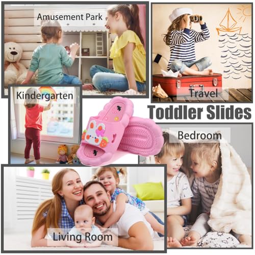 Image of Bunny Kids slides, Girls Slides Non-slip Summer Beach Pool Shoes Toddler Cartoon Slide Sandals Indoor& Outdoor Garden Slippers Shower Shoes
