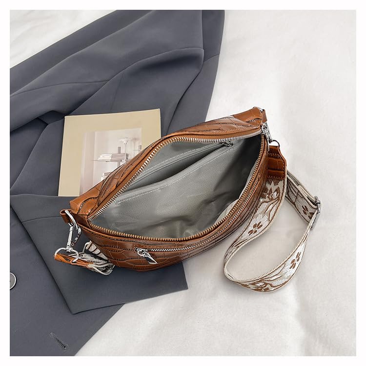 Image of Leather Chest Bag for Women, Crossbody Belt Bag Fanny Pack Purse Fashionable Waist Bags Handbag for Everyday Use Trip Walking Hiking