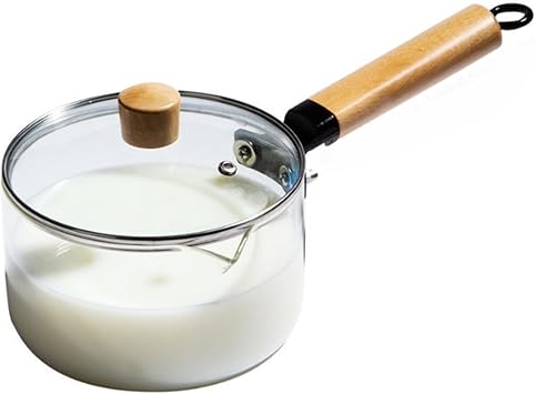Milk Pan, Glass Cookware, Coffee Milk Thermos, Single Handle, Transparent Pot, 1,600ml, Non-Stick Pan, Camping Pot, Borosilicate Glass Soup Pot, Direct Fire Milk Pot, Induction Cooker, Multi Pot