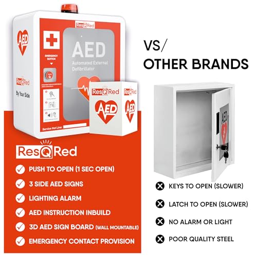 Resqred Aed Defibrillator Wall Mounted Cabinet With Metal Aed Projecting Sign thumb #5