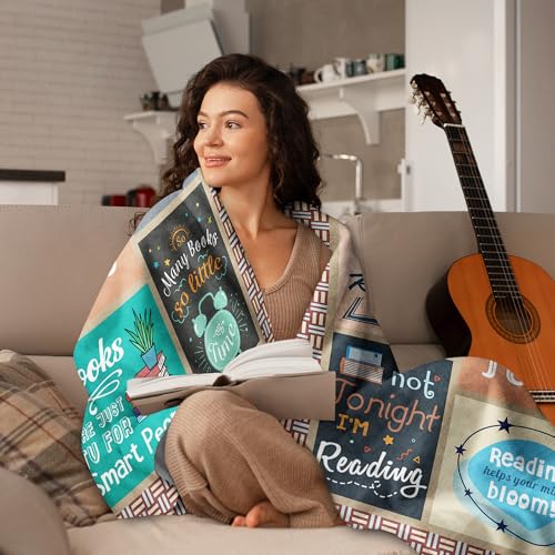 Sqovulw Book Lovers Gifts, Gifts for Book Lovers Women, Book's Club/Bookish/Bookworm/Books Nerd/Reading/Librarian Gift for Readers, Books Accessories Presents for Reading Lovers Blanket 60"X50"