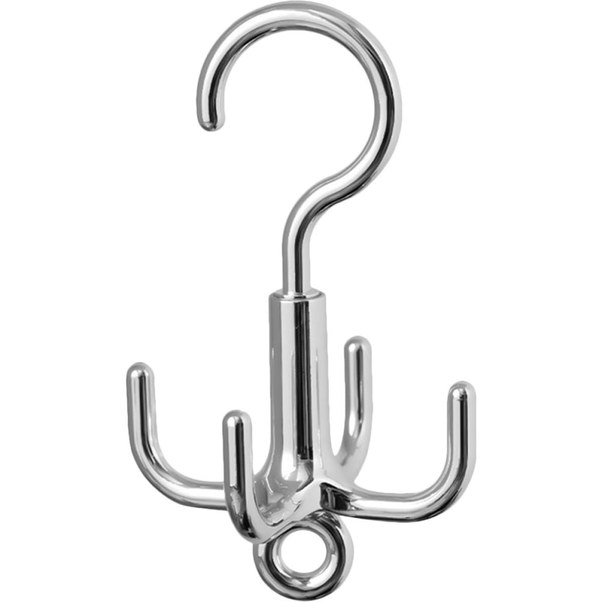 Cintre rotatif à 4 griffes en ABS argenté pour organiser les ceintures et chapeaux de dressing