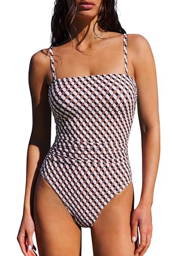Image of SUUKSESS Women Sexy One Piece Swimsuit Tummy Control Square Neck Bathing Suit