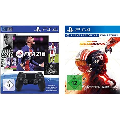 PlayStation 4 - DS 4 Wireless-Controller Jet Black + FIFA 21 PS4 Voucher (inkl. kostenlosem Upgrade auf PS5) + STAR WARS SQUADRONS (VR-fähig) - [PS4]