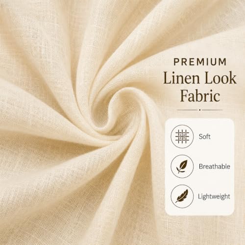 Image of KALIYO Linen Look Sheer Pleated Curtains for Living Room & Bedroom | Premium Light Filtering Window Curtains | Pinch Pleat Header Curtain Panels | Beige | 5FT | 2 Piece Set