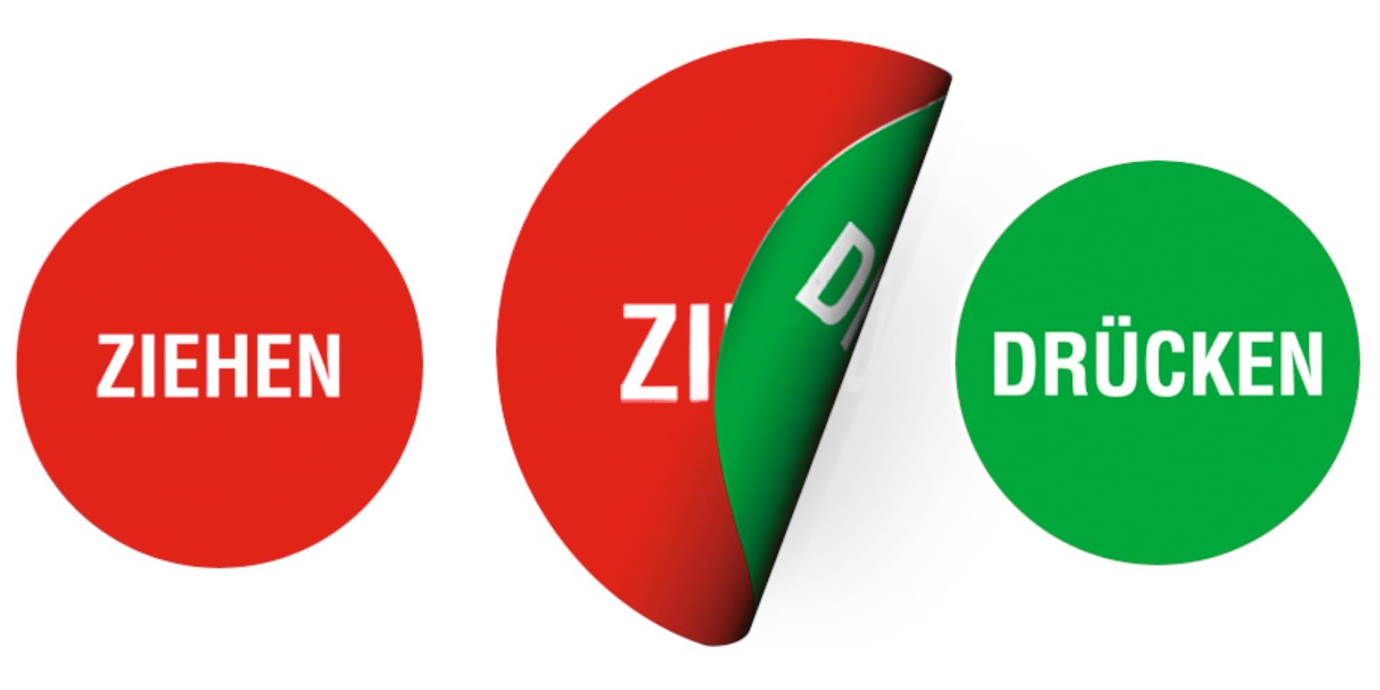 Türschild-Aufkleber Doppelseitig PULL/ZIEHEN & PUSH/DRÜCKEN – 5 Cm, Selbstklebend, Wetterfest