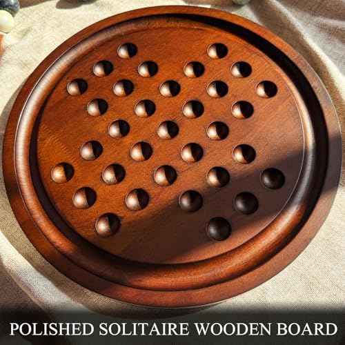 Juego de Solitario con tablero de madera sólida 12.7 pulgadas miniatura 5