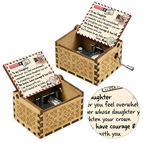 Doptika Engraved Color Music Box - Perfect Gift for Daughter from Mom - Straighten Your Crown (MB-342-Momdau) Christmas Gift Ideas for Her