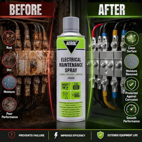 Image of Aerol Electrical Maintenance Spray Grade 8226 (343g /500ml) | Multi-Purpose Lubricant, Penetrant & Cleaner for Metal Contact Surfaces | Anti-Corrosion Protection