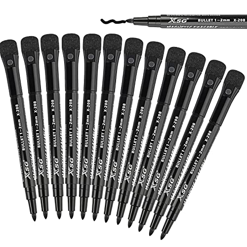 Xsg Black Magnetic Dry Erase Marker, Whiteboard Erasable Pens With Fine Tip, Low-Odor Non-Toxic Fine Point For Classroom, Home And Office, 12 Pack. #TOP22