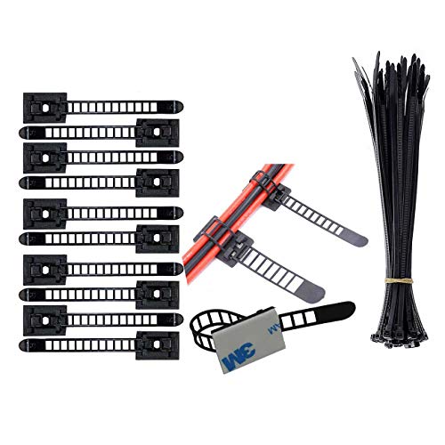 Eiito Wire Clips Cables Clamps (100 Pack) + Nylon Zip Ties (100 Pack)