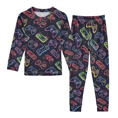 ALAZA Gaming Console Gamepad Pajamas Long Sleeve Sleepwear 2-Piece Pajama Set