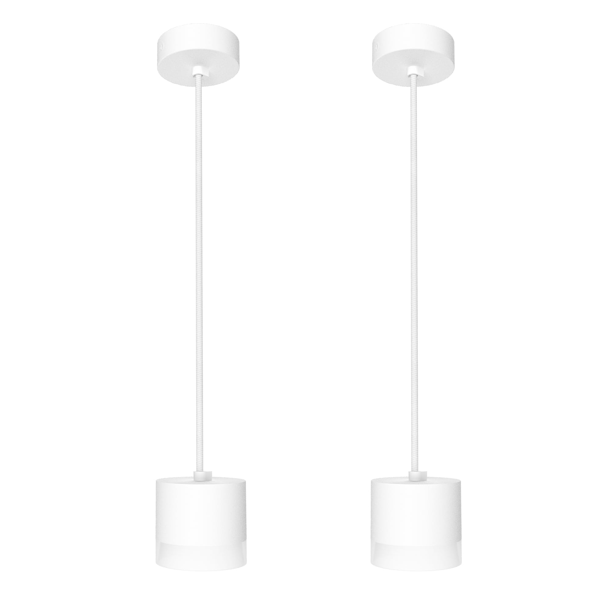 SSC-LUXon Design Deckenleuchte VORA weiß 2er Set mit Textilkabel - moderne Pendelleuchte Esstisch mit Leuchtring für GX53 Lampe | Zwei weiße Hängeleuchten mit Leuchtring für Esstisch & Küche - höhenverstellbares Textilkabel 90cm, GX53 (ohne Leuchtmittel)