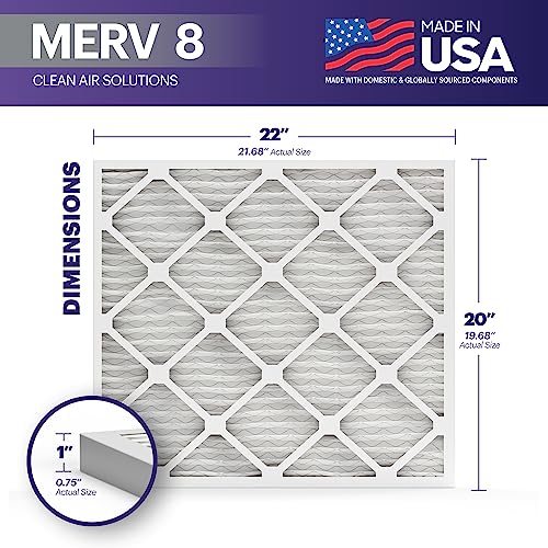Image of BNX TruFilter 20x22x1 Air Filter MERV 8 (12-Pack) - MADE IN USA - Dust & Pet Defense Electrostatic Pleated Air Conditioner HVAC AC Furnace Filters for Dust, Pet, Mold, Pollen MPR 600 - 700 & FPR 5