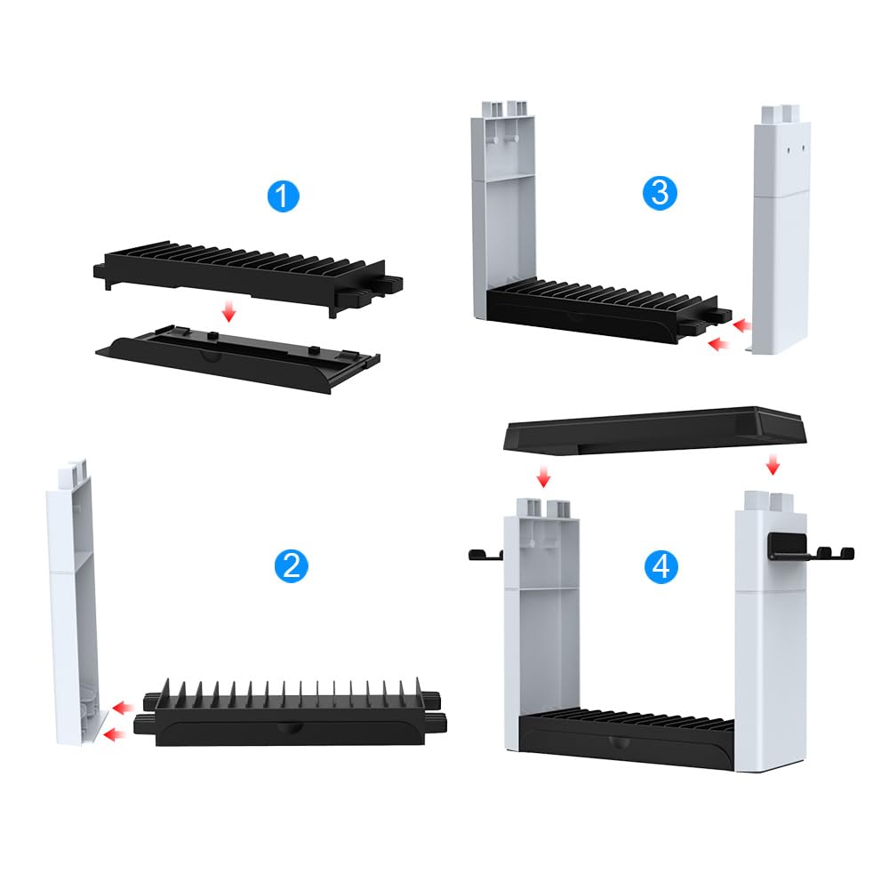 Dobe TNS-2113 Switch Games Organizer Holder e dock di ricarica per Nintendo Switch e Switch OLED Joy-Cons/Original Switch Pro Controller, Charge 4 Joycons, 2 Pro Controller, Switch Rack Stand