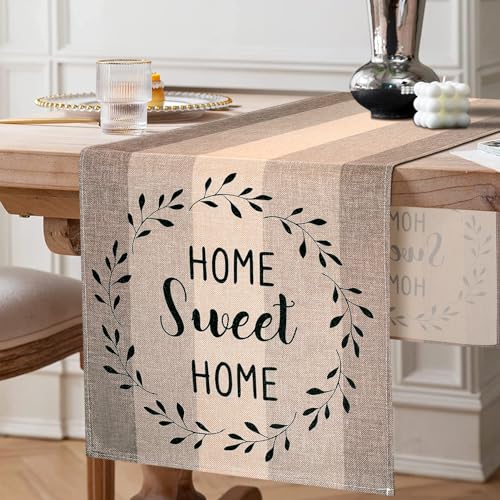 【Design perfetto】:Queste runner da tavolo in stile vintage sono decorate con strisce di colori misti e motivi di ghirlande di foglie stampate su entrambe le estremità, con un tocco semplice e un fascino bohémien, che donano un nuovo look alla tua tavola.