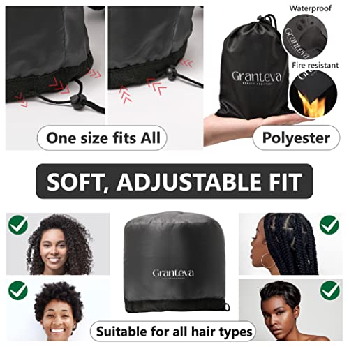 Hair Dryer Bonnet W/A Headband Integrated That Reduces Heat Around Ears & Neck - Hooded Hair Dryer Portable With Hood For Women, Speeds Up Drying Time, Deep Conditioning At Home - Large (Black) #TOP3