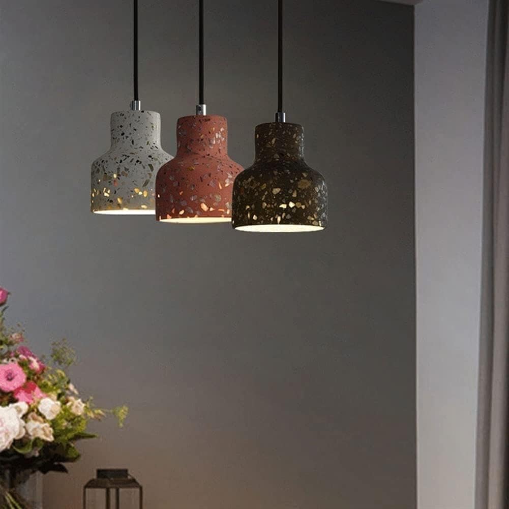 Iluminación para decoración del hogar. Lámpara Colgante pequeña de Cemento con Pantalla de terrazo Creativa, Elegante, para Restaurante, con Casquillo E27, de Estilo Industrial, pa