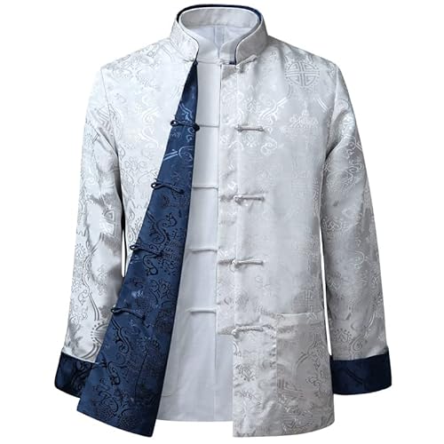 XJRJ Camisa masculina de dragão chinês Kung Fu Terno tang, roupas chinesas tradicionais para homens,
