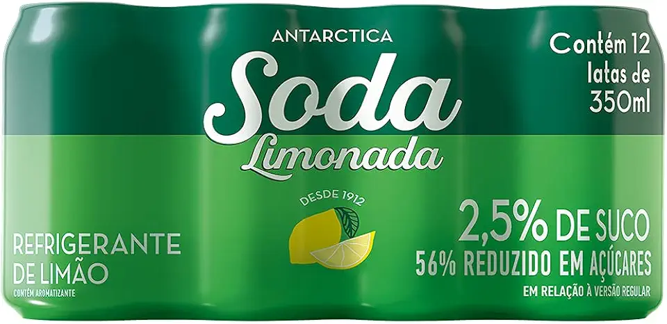 Pack de Refrigerante Soda Limonada Antarctica Lata 350ML, 12 unidades