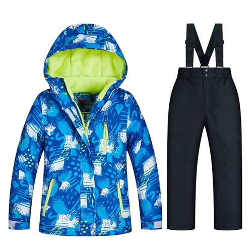 Kids Girls Boy Thicken Warm Toddler Snowsuit Set Hooded Ski Jacket Pants 2 Pcs Set Skiing Suit Coats Outdoor Outfit (Q, 11-12 Years)
