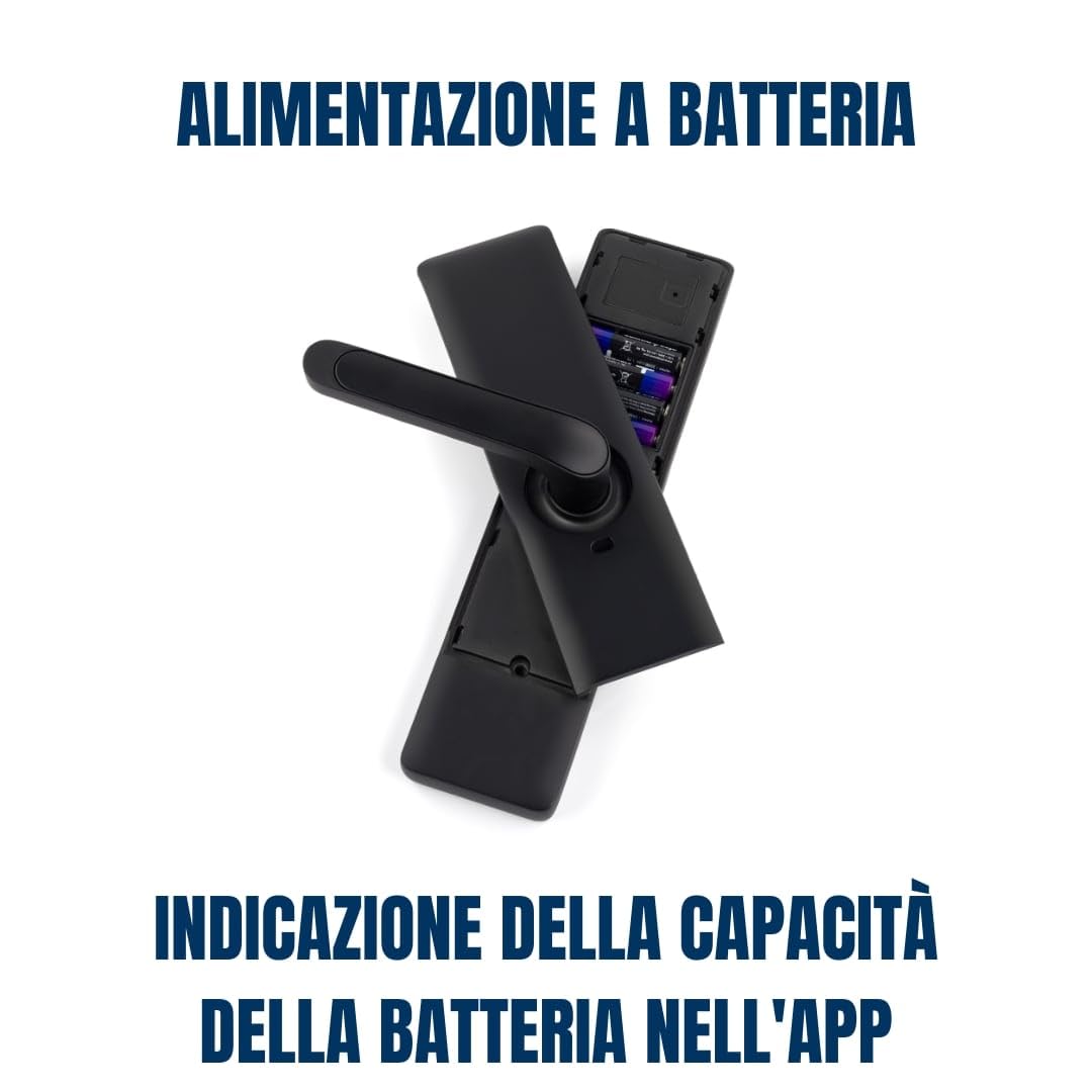 Serratura Smart con Maniglia Intelligente e Controllo via App TTLock – Apertura con Impronta Digitale, Codice o Smartphone – Serratura Elettrica con Cilindro per Porta Interna o Cancello Esterno