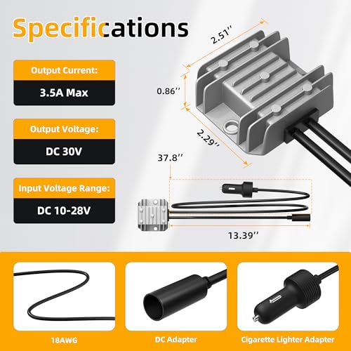Image of 12V Power Cable Starlink Mini Car Adapter with Cigarette Lighter Plug, Starlink Step up Converter 10V-28V to 30V for RVs, Cars and Boats