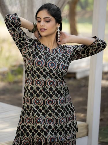 Image of Pinkmint Women's Pure Cotton Co Ord Set l Kurta Sets for Women |Kurta Sets| Printed Kurta with Pant l Stylish Pocket & 3 /4 Sleeve Women Co-ord Set (Avaiable in Plus size)