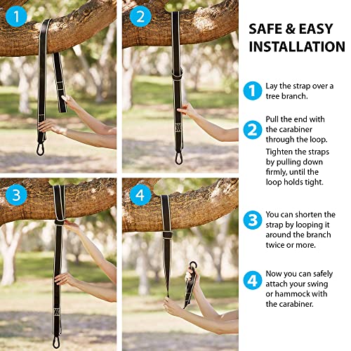 Outdoor People Co Set Of 2 Tree Swing 10Ft Strap Hanging Kit With Travel Carry Handy Bag With Safe Lock Carabiners And Hooks,2500Lbs Breaking Strength For Securing Hammocks-Tree Swings And Tires #TOP5