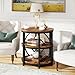 Tribesigns Half Round End Table, Half Circle Side Table with Shelves, 3-Tier Half Moon Table with Metal Frame, Small Narrow End Tables for Living Room, Bedroom, Bathroom, Rustic Brown (1 PC)