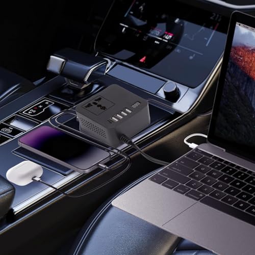 Convertidor de energía para vehículos con USB Tipo C y adaptador versátil 4