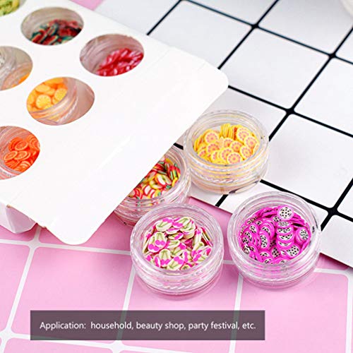 FRCOLOR Fatias Da Arte Do Prego Caixas 24 3D Frutas Fatias Coloridas DIY Fontes Da Arte Do Prego par