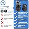 XYJ Authentic Since 1986,Knife Block Set,Kitchen Knives Set with Holder,Professional Japanese Chef Knife Set,Carving Slicing Paring Bread Knife,Steak Knives,Black Color