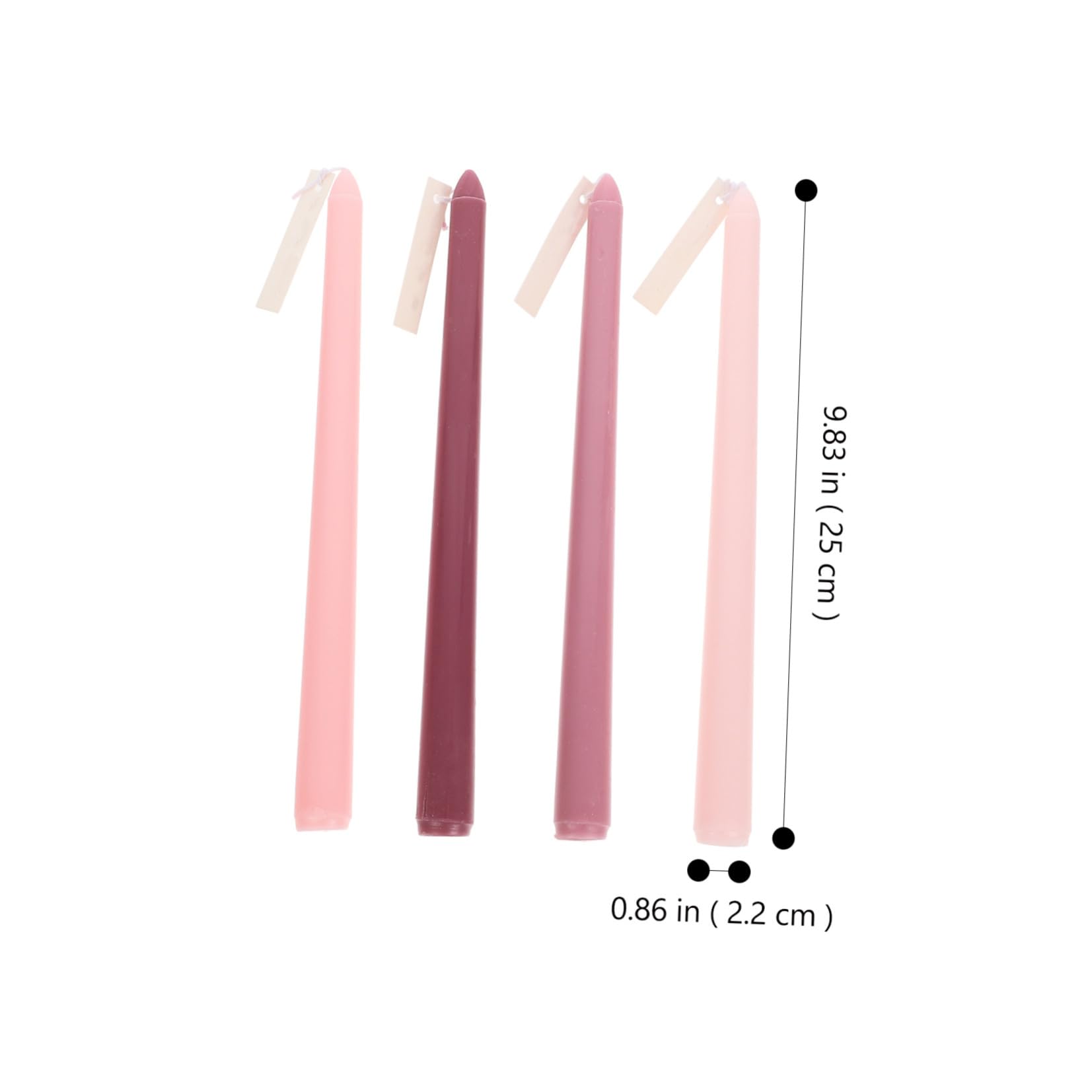 Set da 4 Candele Profumate Palo lungo Sfumatura Rosa Paraffina senza Fumo Decorazione Romantica per Matrimoni e Luce Notturna per Interni ed Esterni