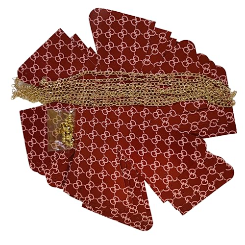 Image of Oasis Pack of 10 Flower Bouquet Gift Bags with Handles | Valentine's Day Gifting Bags for Her & Him | Goodie Bags for Wedding Return Gifts, Birthday, Bridal & Baby Shower | 14 x 15 x 12 cm | Red